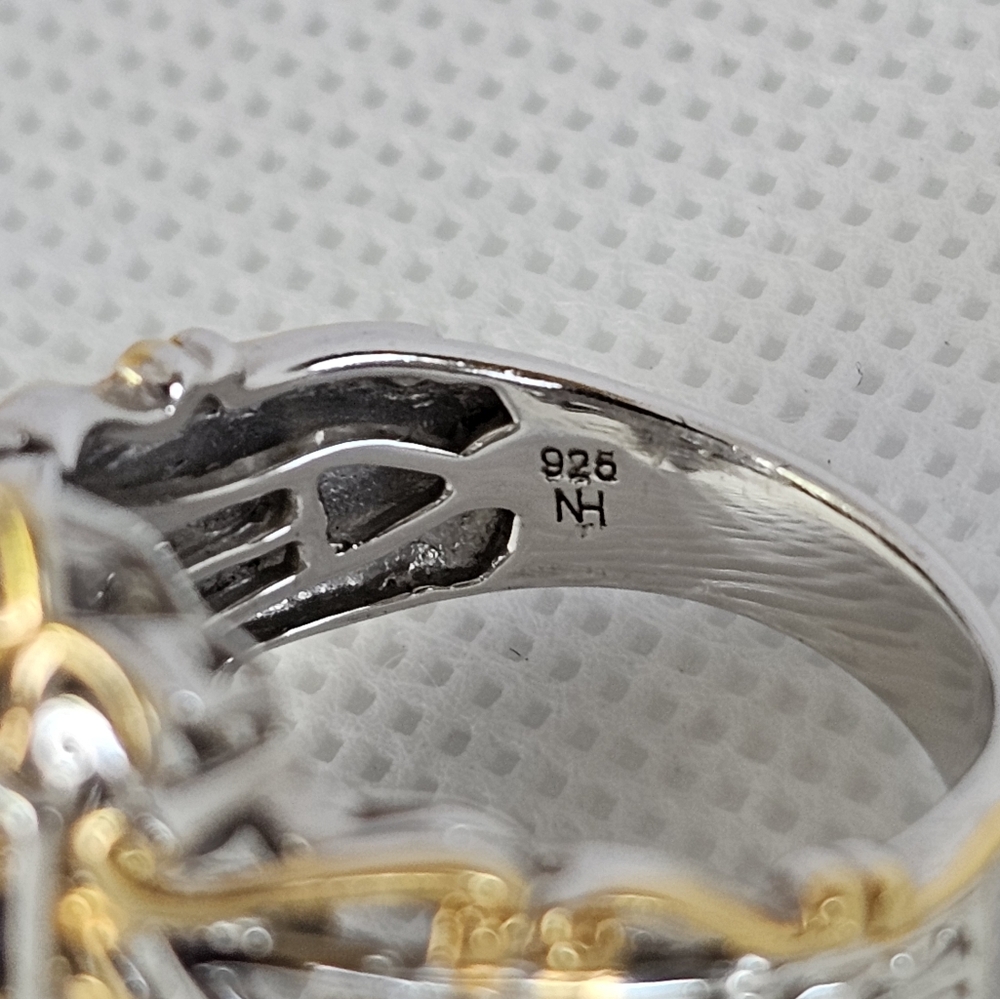 Natural Tanzanite Ring In Palladium & Sterling Silver 18k Size 8.5 - Picture 5 of 6